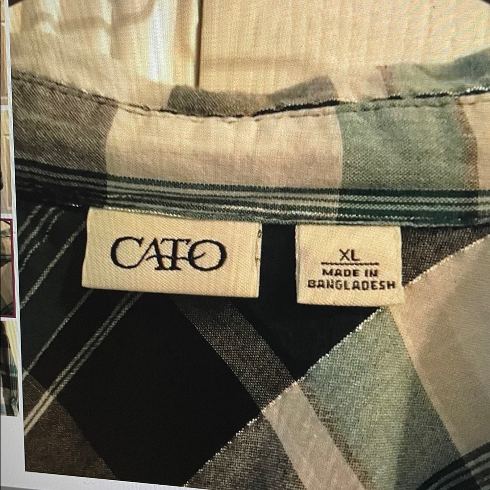 Cato plaid 3/4 Sleeve Button-Down Shirt XL - Picture 3 of 4
